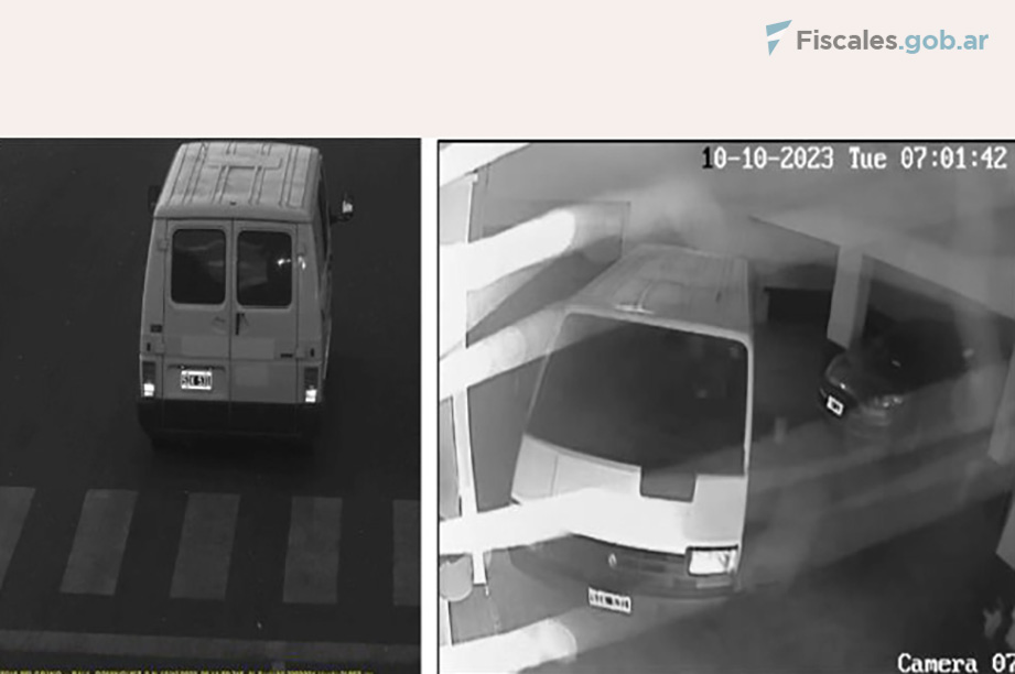 La camioneta Renault Trafic blanca empleada por la banda criminal para concretar un doble secuestro en Rosario. Foto: Captura de imagen de la causa